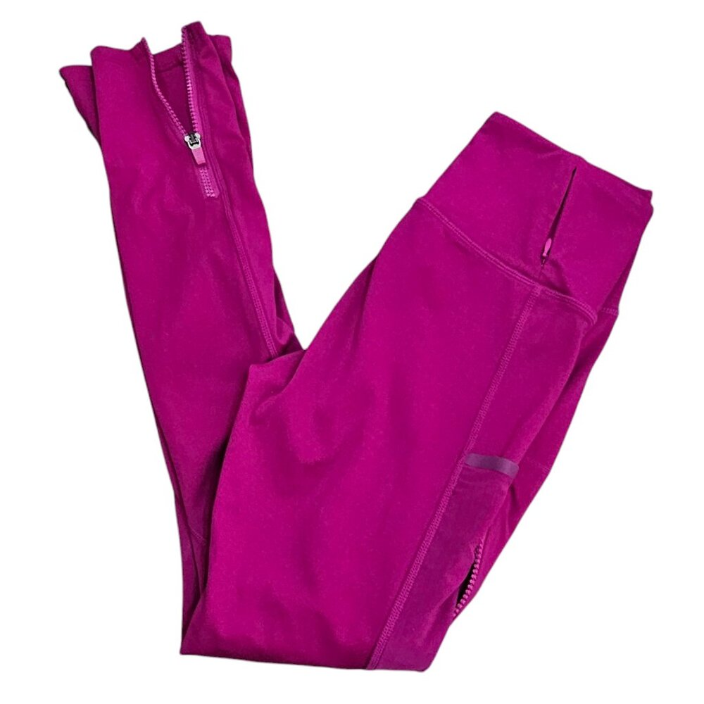 Fabletics Motion 365 Comfy Zip Ankle Active Yoga Dark Pink Breathable Leggings